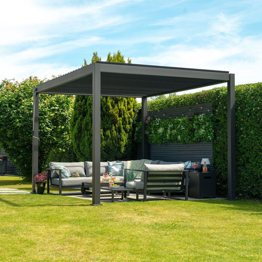 NOVA TITAN ALUMINIUM SQUARE PERGOLA 3 x 3m GREY N20210