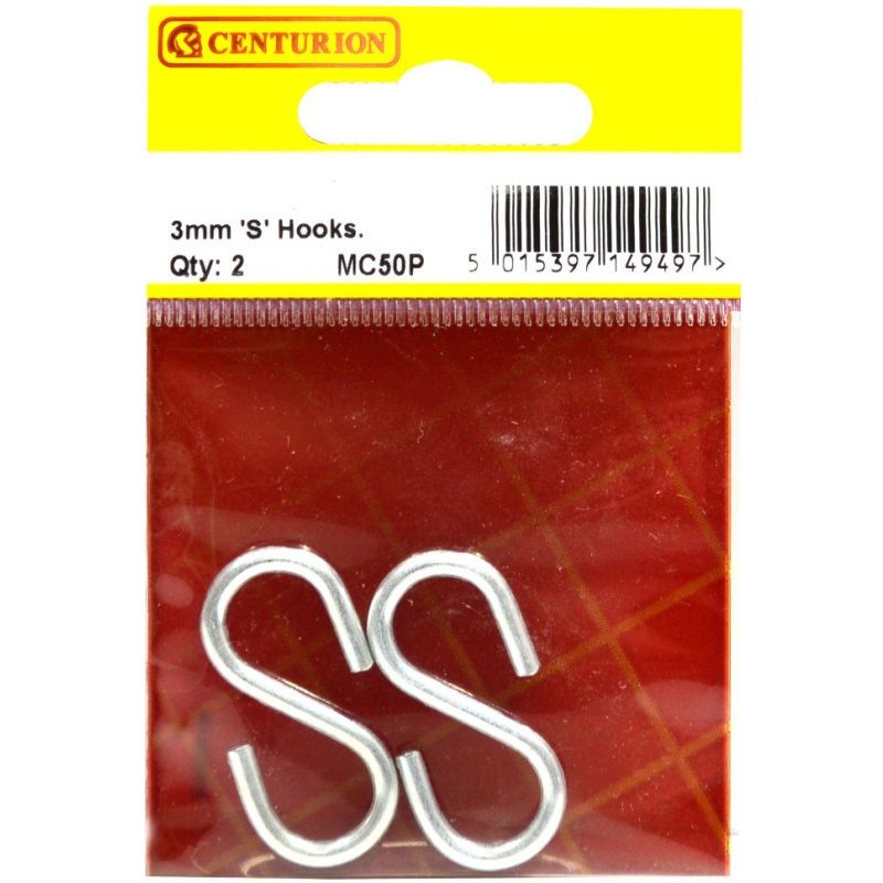 CENTURION MC50P ZINC PLATED 25mm S HOOKS PACK