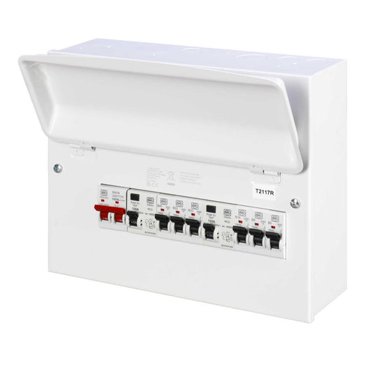 MK Sentry 12 Way Flexible Dual 100A RCD Metal Clad Consumer Unit with 6 x MCBs