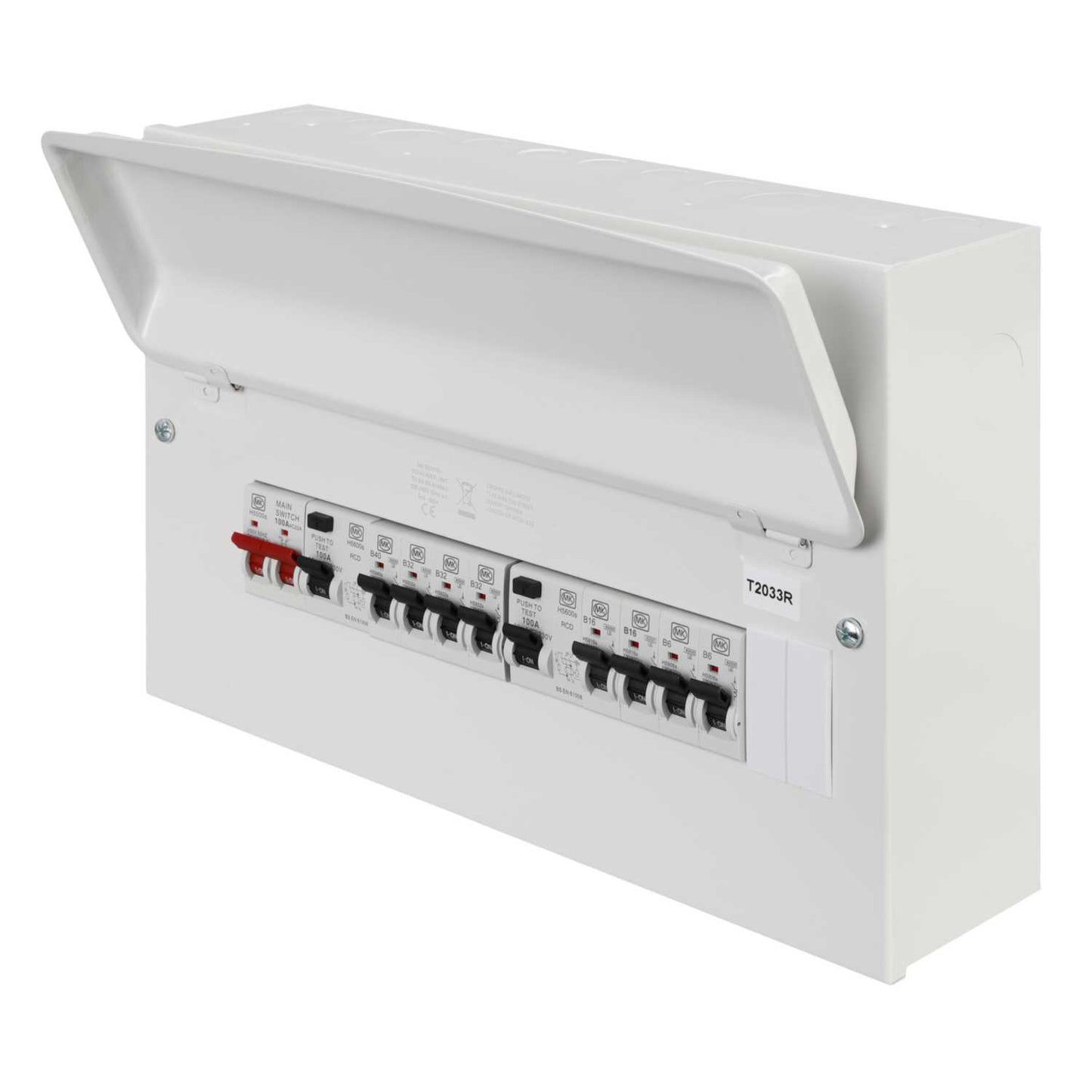 MK Sentry 16 Way Flexible Dual 100A RCD Metal Clad Consumer Unit with 8 x MCBs