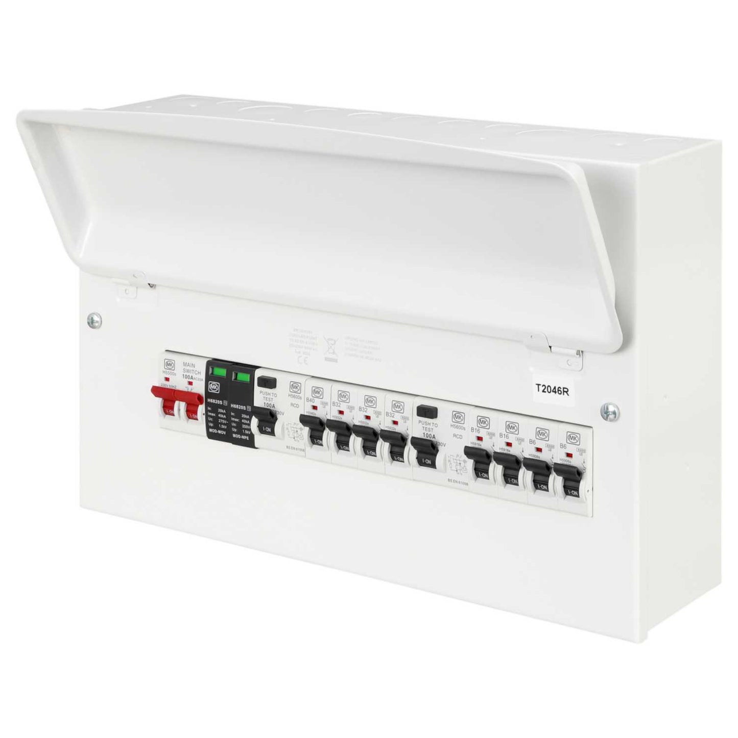 MK Sentry 16 Way Flexible Dual 100A RCD Metal Clad Consumer Unit with SPD and 8 x MCBs