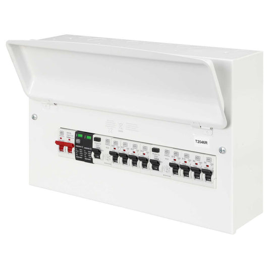 MK Sentry 16 Way Flexible Dual 100A RCD Metal Clad Consumer Unit with SPD and 8 x MCBs