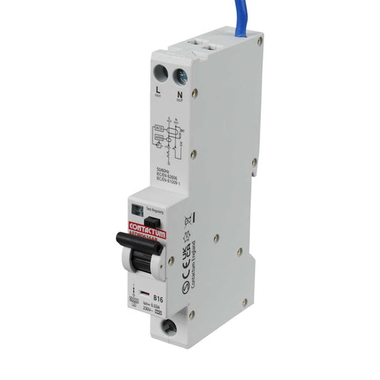 Contactum 16A 1P+N 1 Module B Curve 6kA 30mA Type A Afdd Combined Rcbo