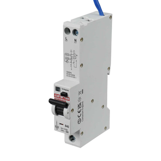Contactum 40A 1P+N 1 Module B Curve 6kA 30mA Type A Afdd Combined Rcbo