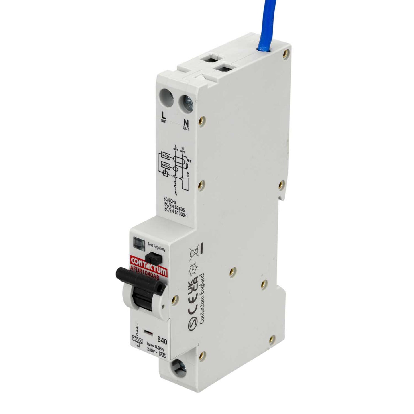 Contactum 40A 1P+N 1 Module B Curve 10kA 30mA Type A Afdd Combined Rcbo