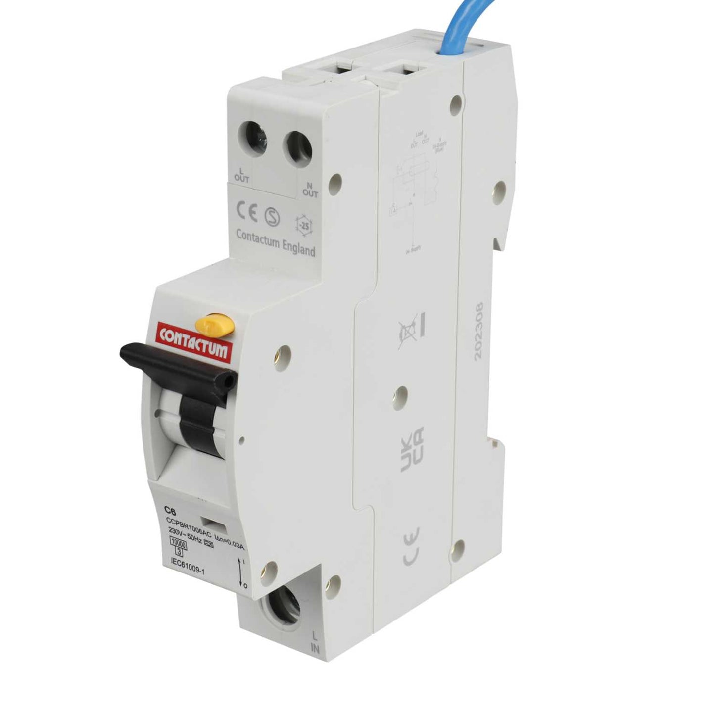 Contactum 6A Single Pole 1 Module C Curve 10kA 30mA Type A Rcbo