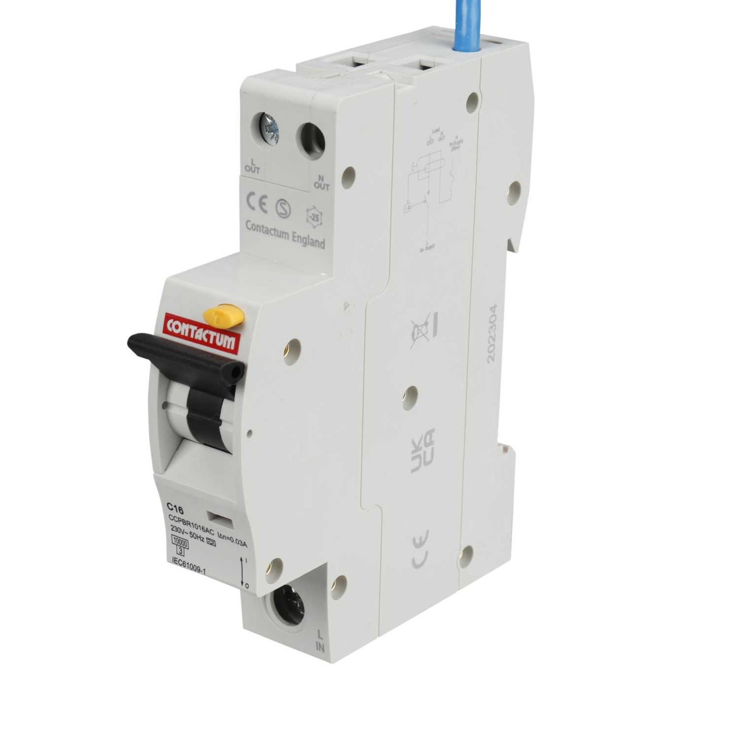 Contactum 16A Single Pole 1 Module C Curve 10kA 30mA Type A Rcbo