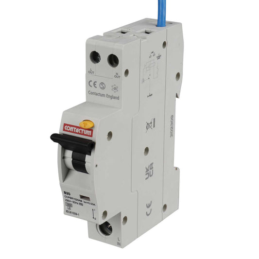 Contactum 20A Single Pole 1 Module B Curve 10kA 30mA Type A Rcbo