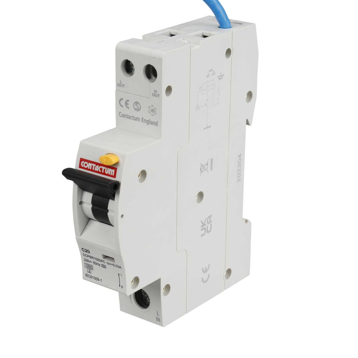 Contactum 20A Single Pole 1 Module C Curve 10kA 30mA Type A Rcbo