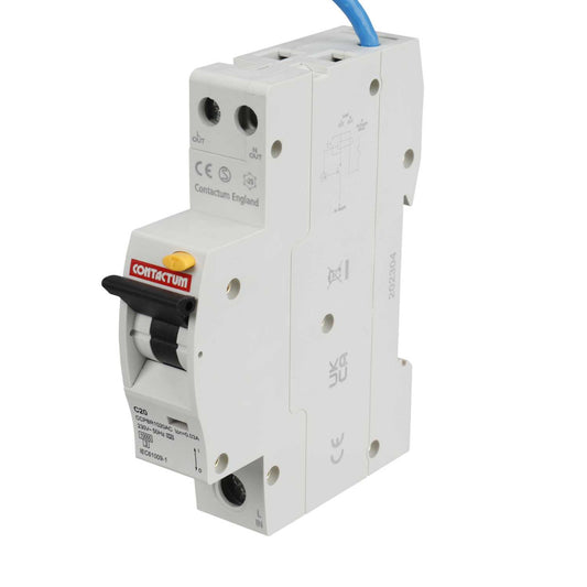 Contactum 20A Single Pole 1 Module C Curve 10kA 30mA Type A Rcbo