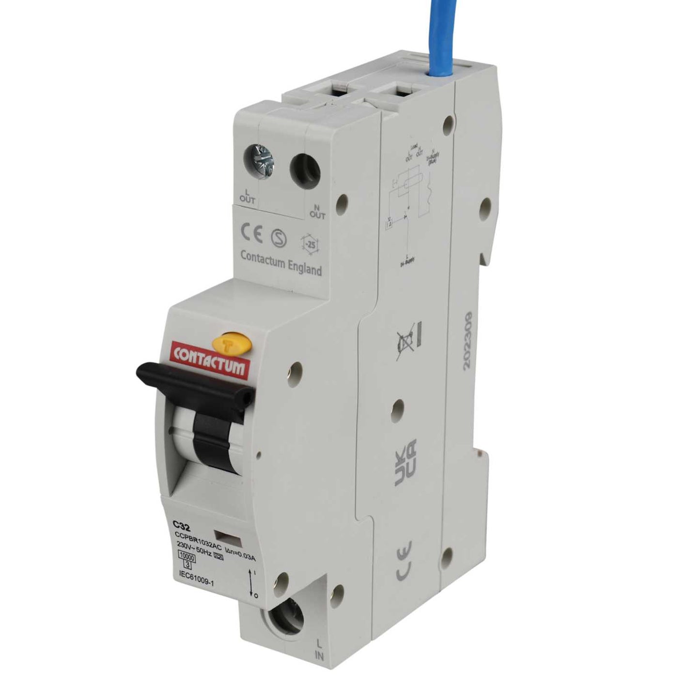 Contactum 32A Single Pole 1 Module C Curve 10kA 30mA Type A Rcbo