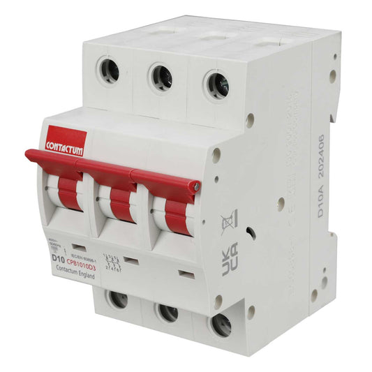 Contactum 10A Triple Pole 10kA D Curve MCB