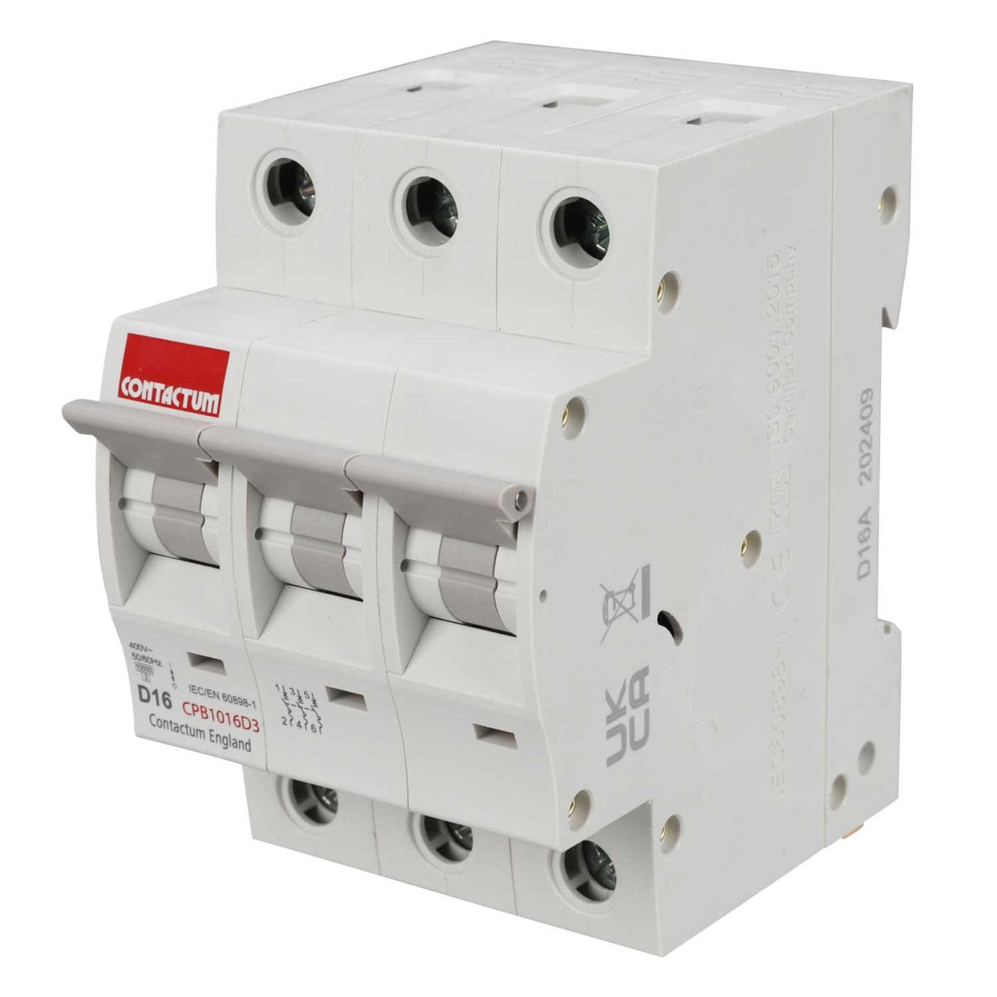 Contactum 16A Triple Pole 10kA D Curve MCB
