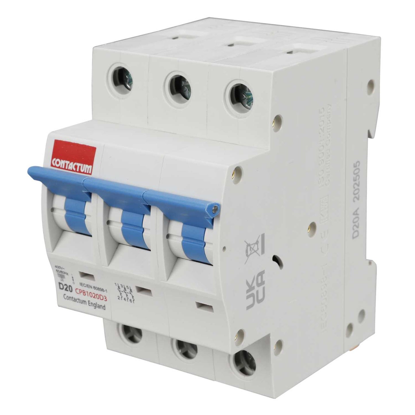 Contactum 20A Triple Pole 10kA D Curve MCB