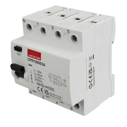 Contactum 100A 4 Pole 30mA Type A RCD