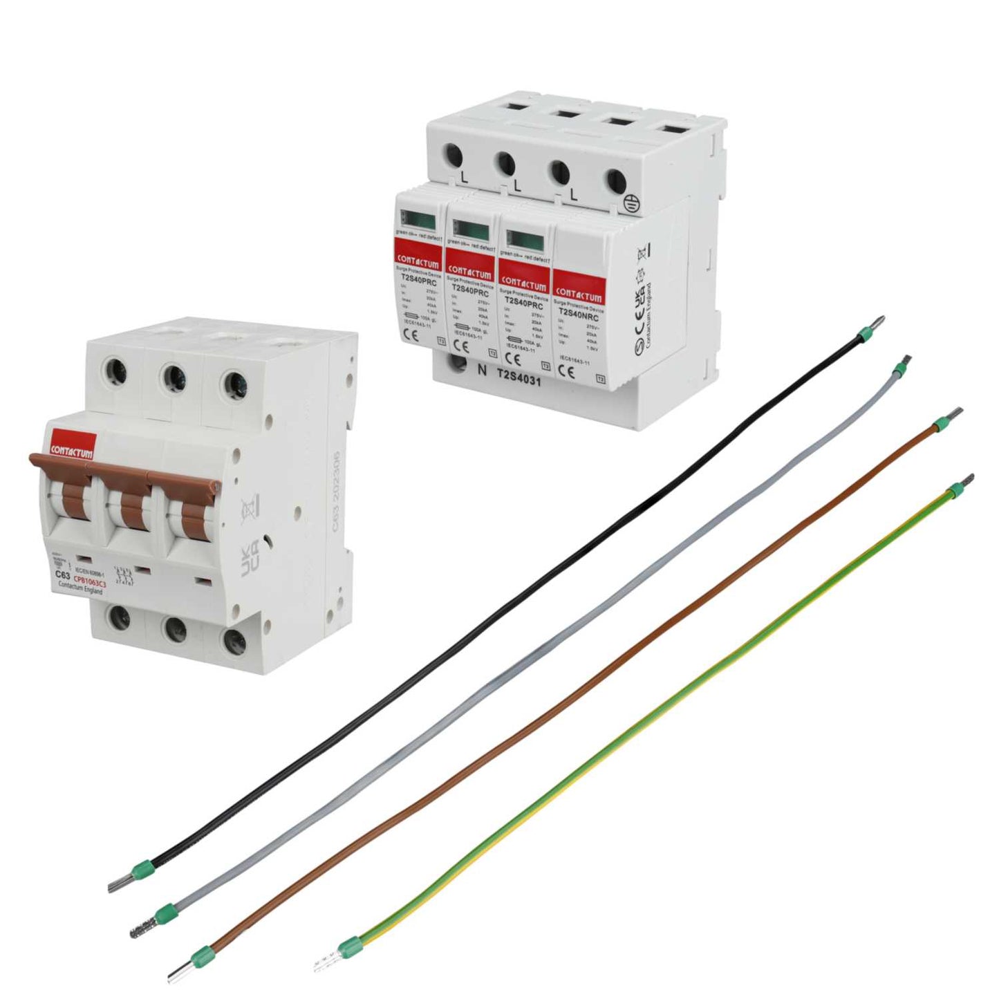 Contactum 40kA 4 Module 3 Pole and Neutral Type 2 Surge Protector Kit
