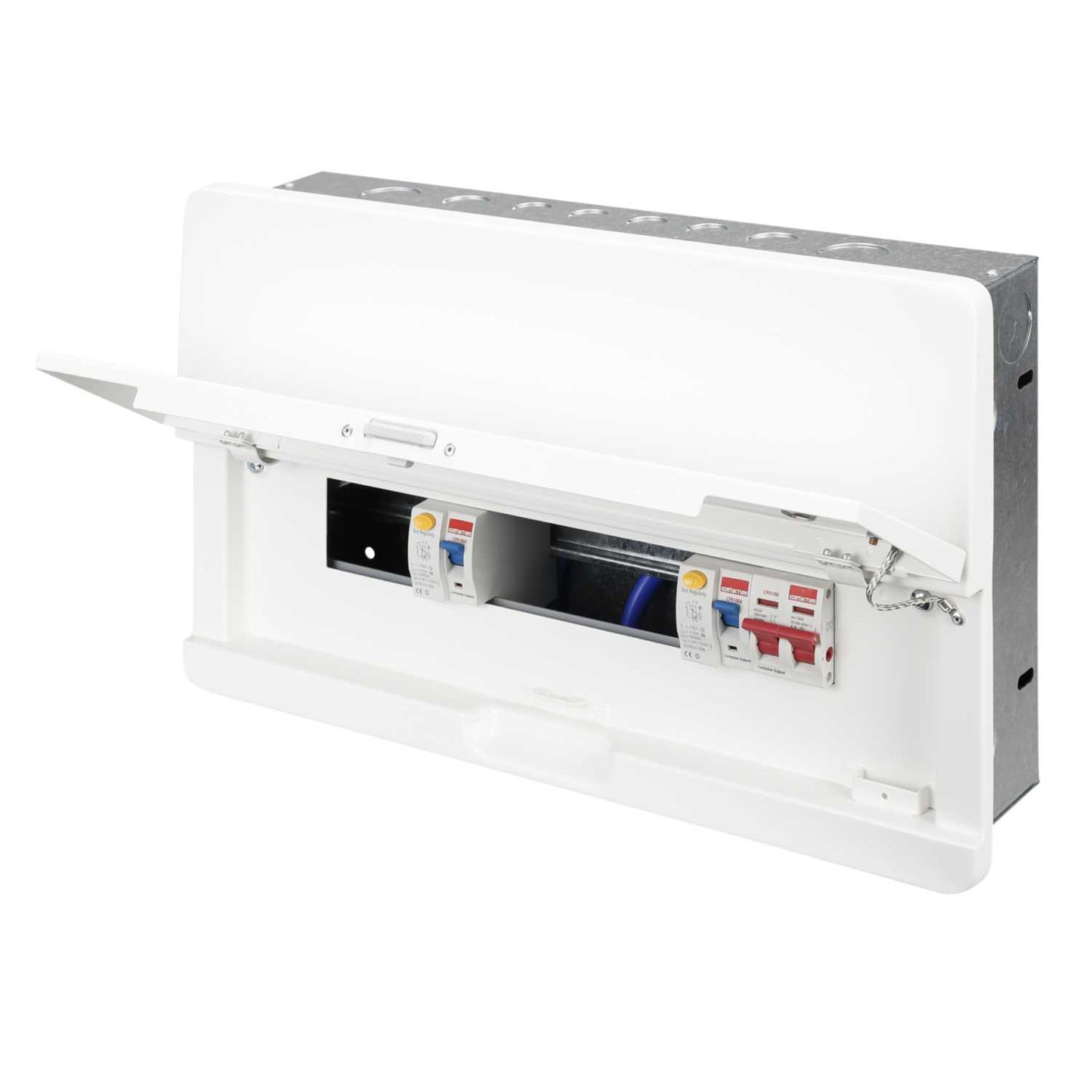 Contactum 10 Way Dual 80A Type A RCD Flush Metal Clad Consumer Unit