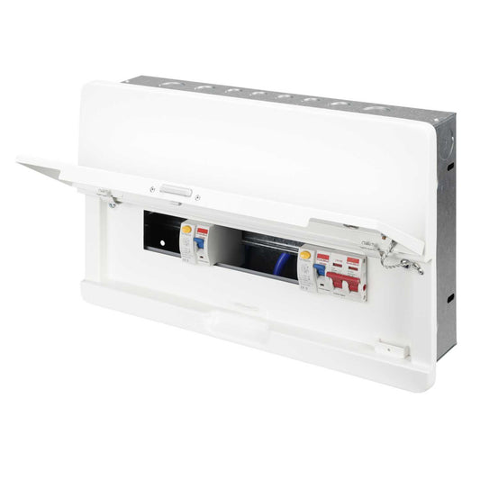 Contactum 10 Way Dual 80A Type A RCD Flush Metal Clad Consumer Unit