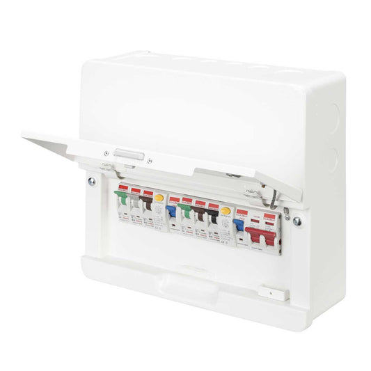 Contactum 6 Way Dual 63A Type A RCD High Integrity Metal Clad Consumer Unit with 6 x MCBs