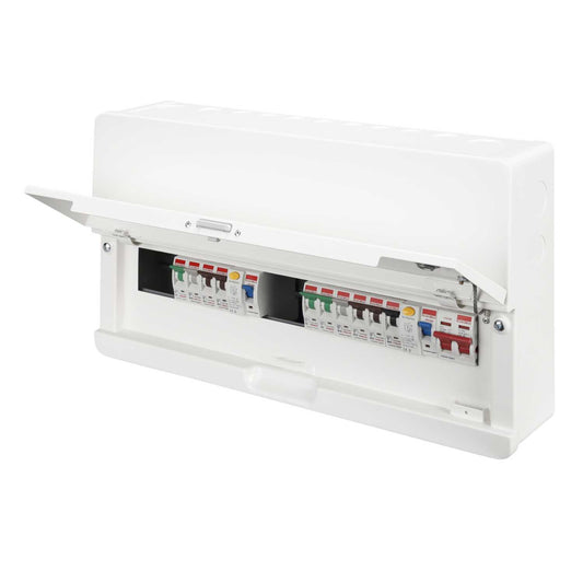 Contactum 16 Way Dual 100A Type A RCD High Integ Metal Clad Consumer Unit with 10 x MCBs