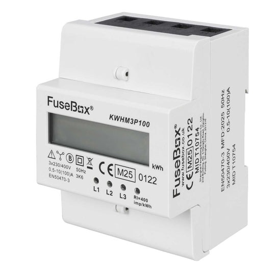 Fusebox 100A 3 Phase MID Certified kWh Meter