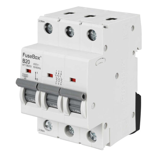Fusebox 20A Triple Pole 10kA B Curve MCB