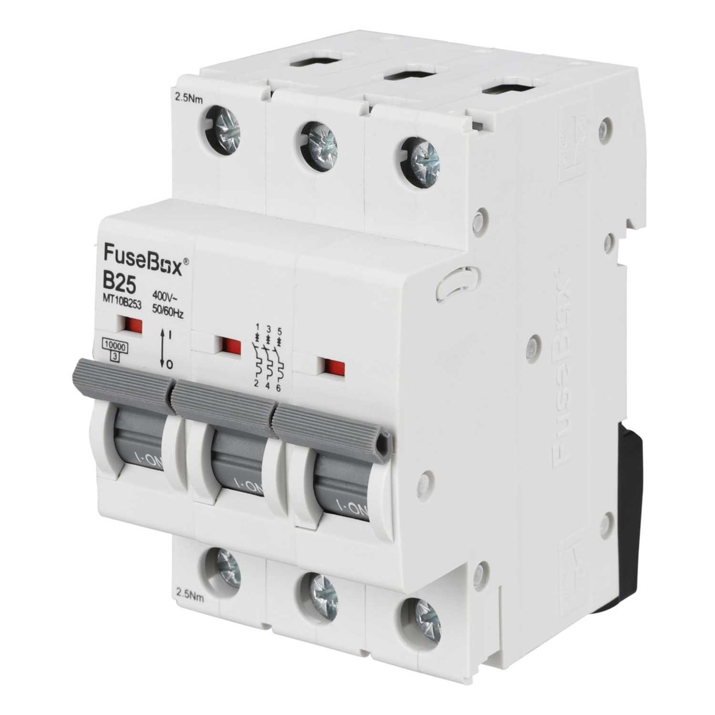 Fusebox 25A Triple Pole 10kA B Curve MCB