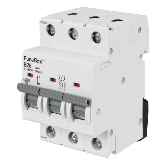 Fusebox 25A Triple Pole 10kA B Curve MCB