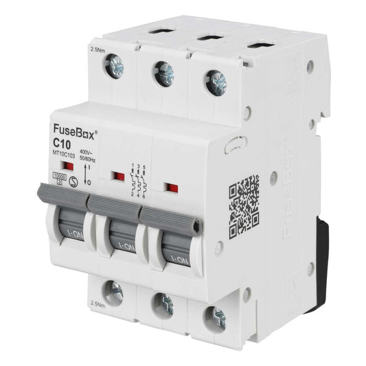 Fusebox 10A Triple Pole 10kA C Curve MCB