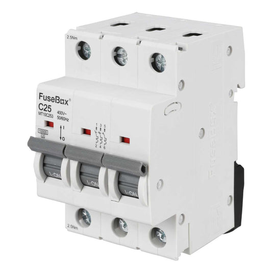 Fusebox 25A Triple Pole 10kA C Curve MCB