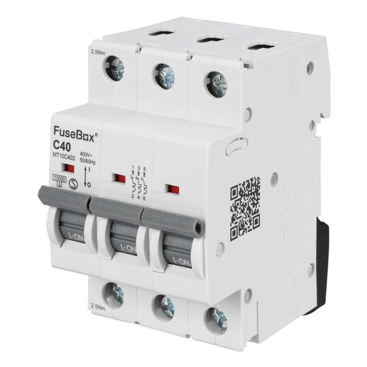 Fusebox 40A Triple Pole 10kA C Curve MCB