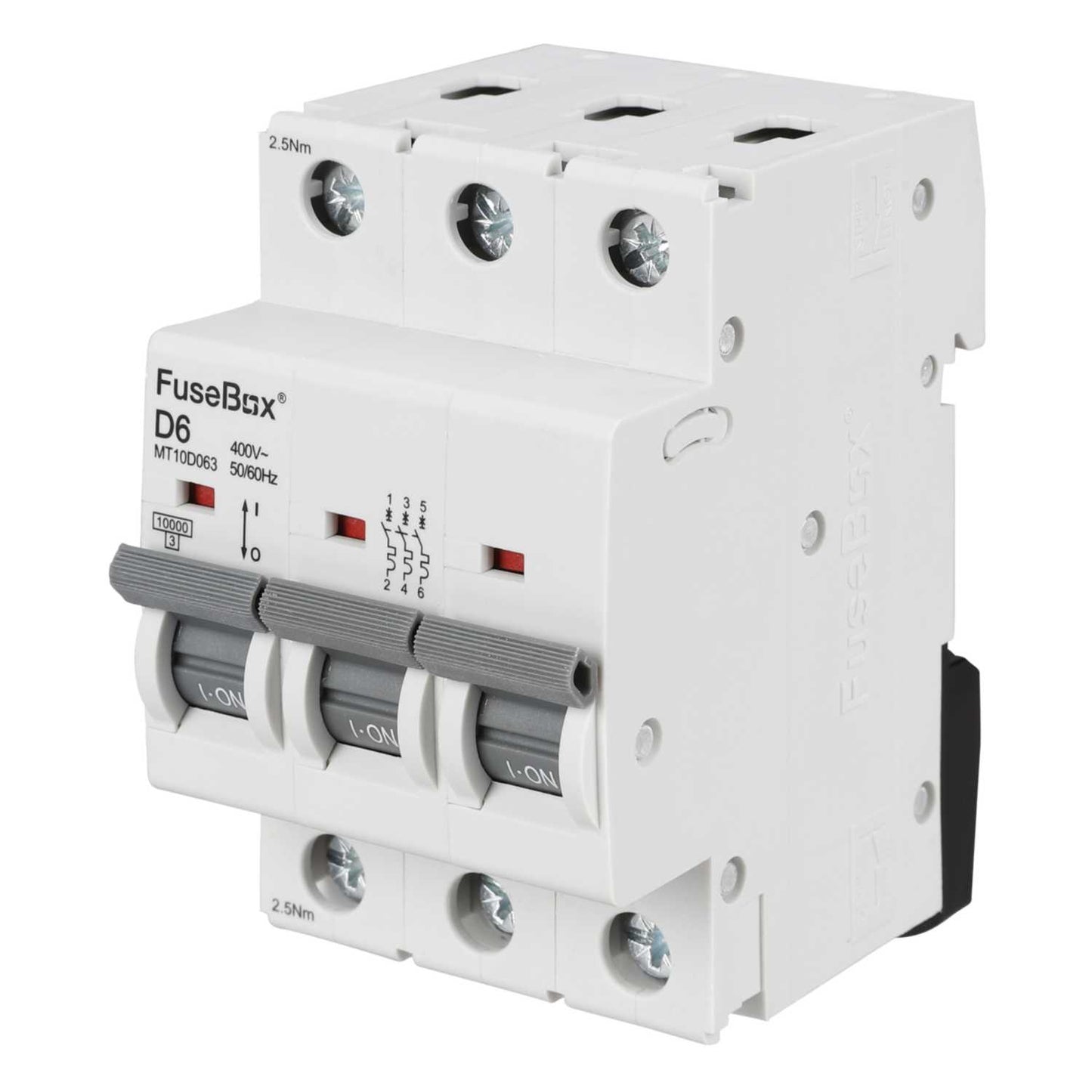 Fusebox 6A Triple Pole 10kA D Curve MCB