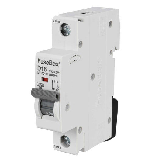 Fusebox 16A Single Pole 10kA D Curve MCB