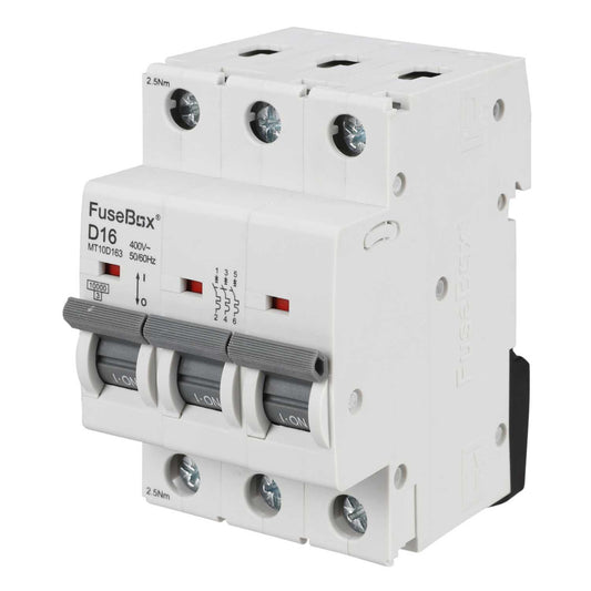 Fusebox 16A Triple Pole 10kA D Curve MCB