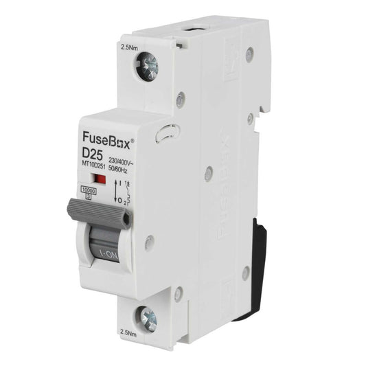 Fusebox 25A Single Pole 10kA D Curve MCB