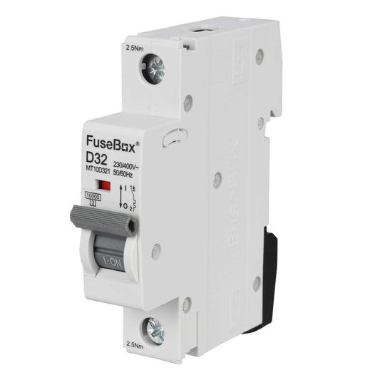 Fusebox 32A Single Pole 10kA D Curve MCB