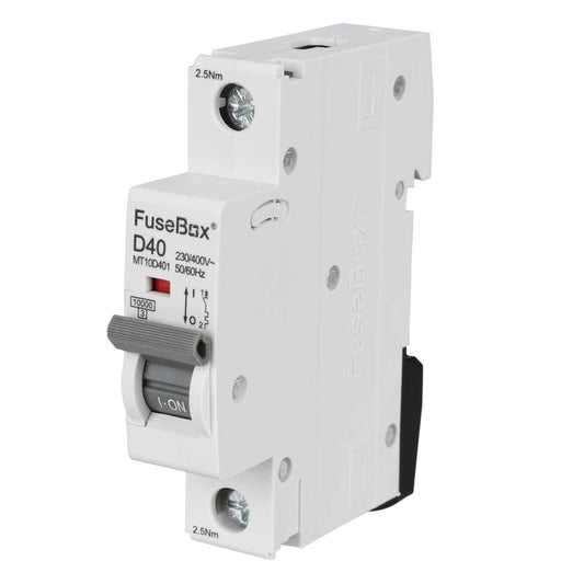 Fusebox 40A Single Pole 10kA D Curve MCB