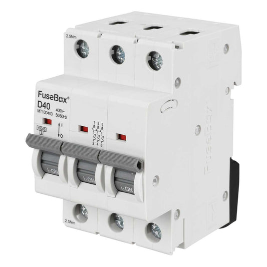 Fusebox 40A Triple Pole 10kA D Curve MCB