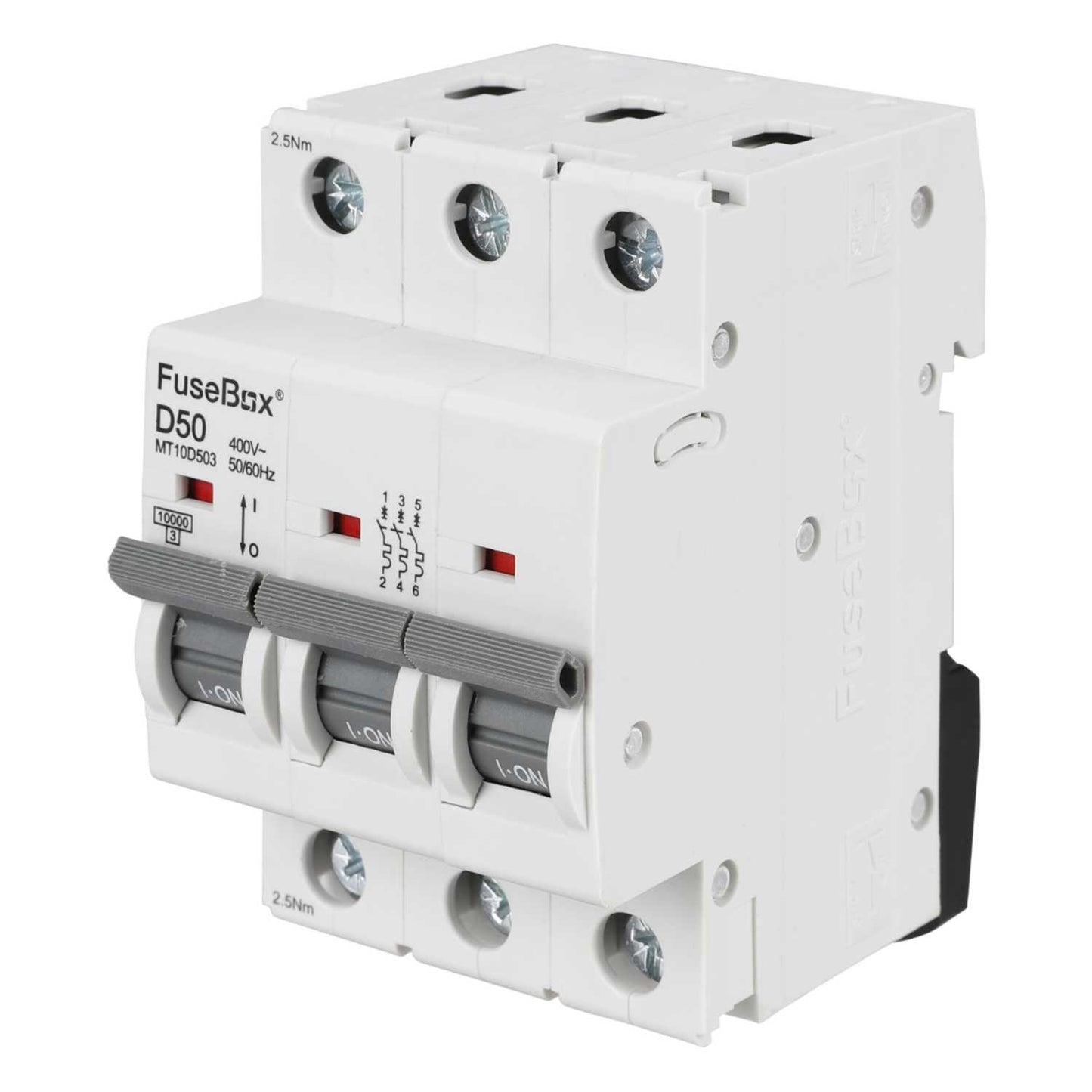 Fusebox 50A Triple Pole 10kA D Curve MCB