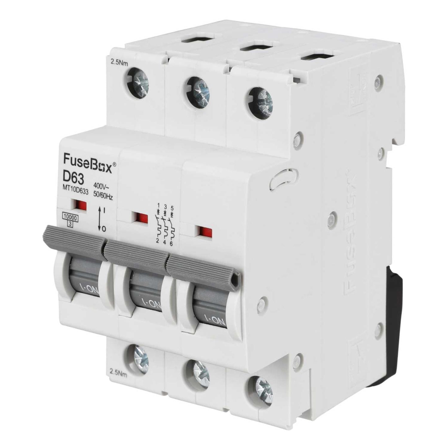 Fusebox 63A Triple Pole 10kA D Curve MCB