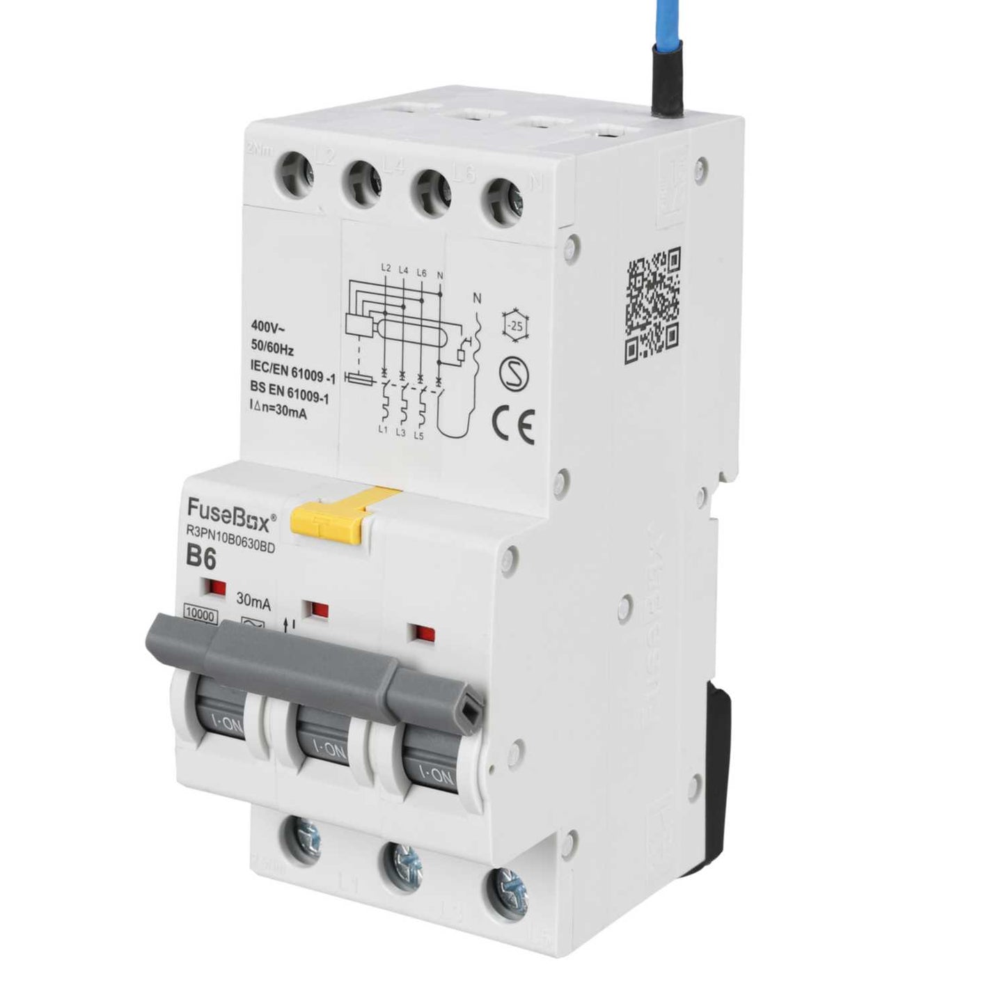 Fusebox 6A 3P+N 3 Module B Curve Bidirectional 10kA 30mA Type A Rcbo