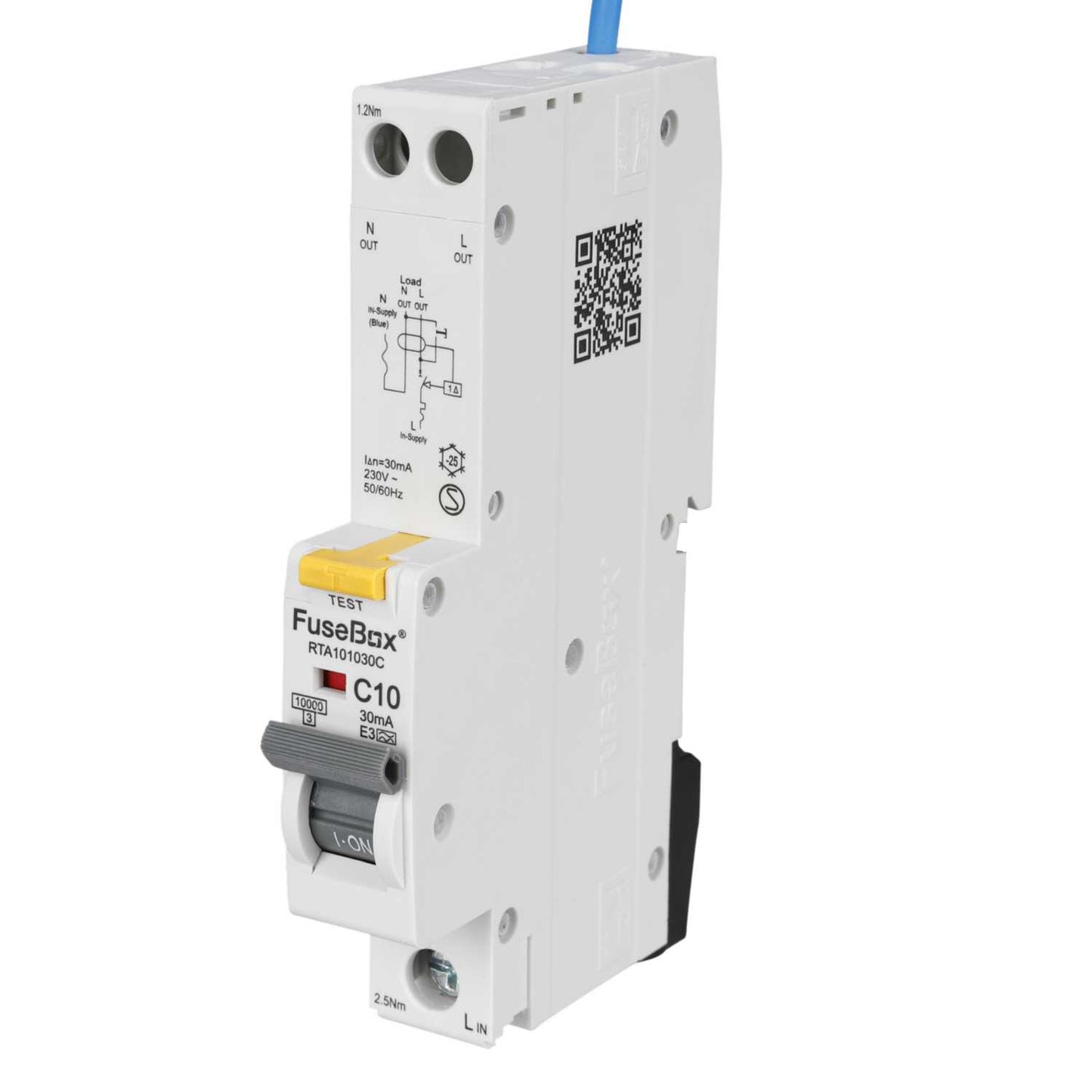 Fusebox 10A 1P+N 1 Module C Curve 10kA 30mA Type A Rcbo