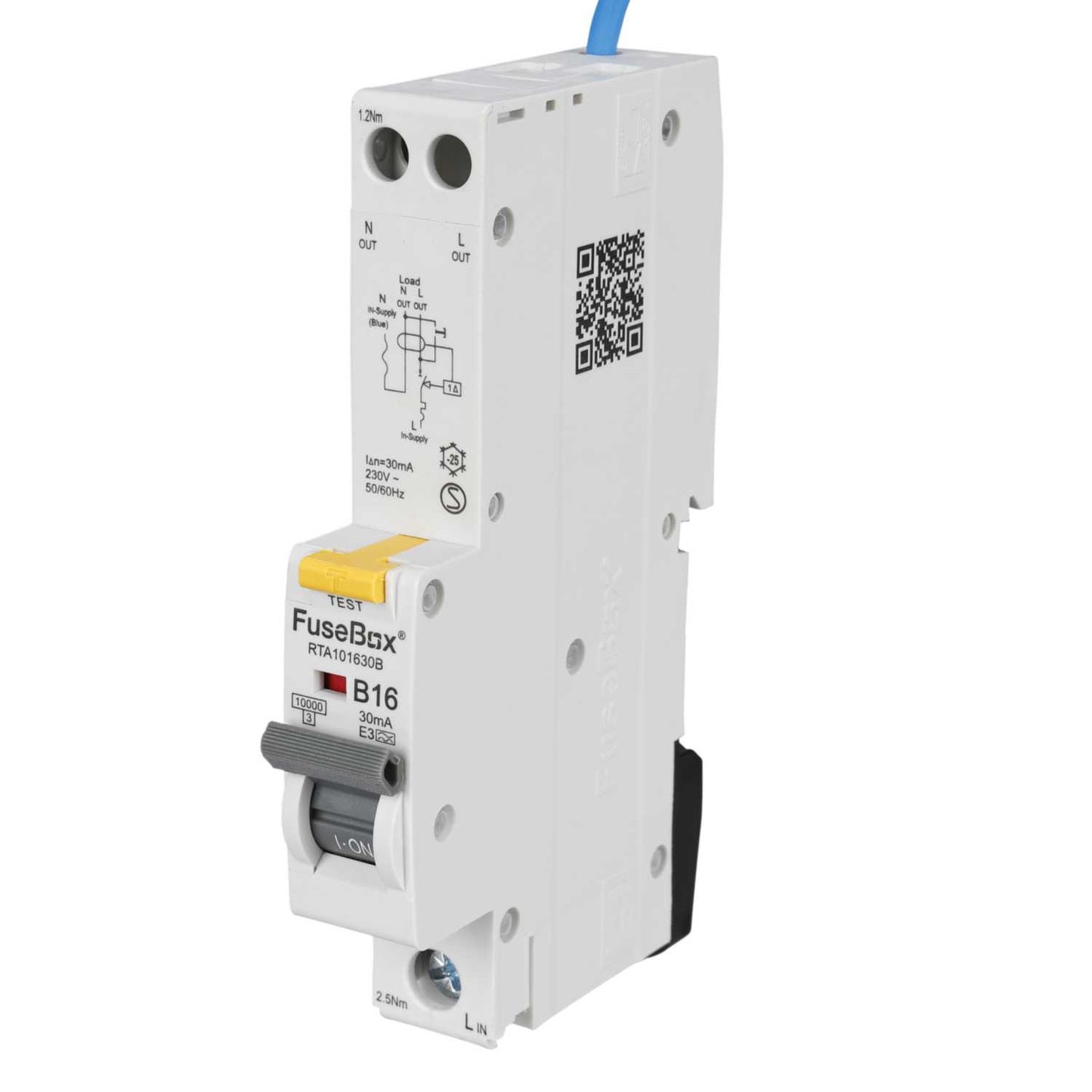 Fusebox 16A 1P+N 1 Module B Curve 10kA 30mA Type A Rcbo