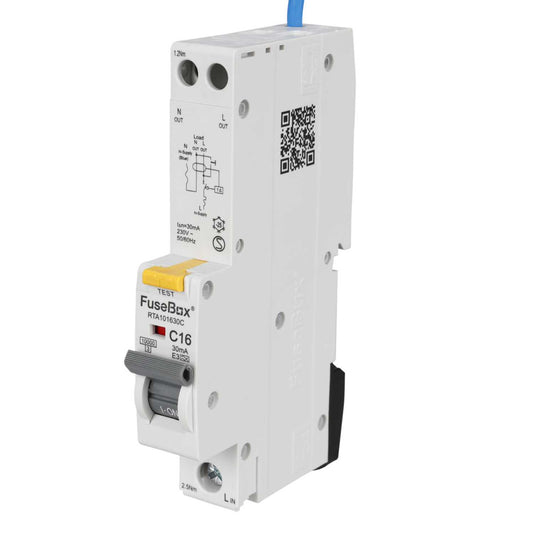 Fusebox 16A 1P+N 1 Module C Curve 10kA 30mA Type A Rcbo