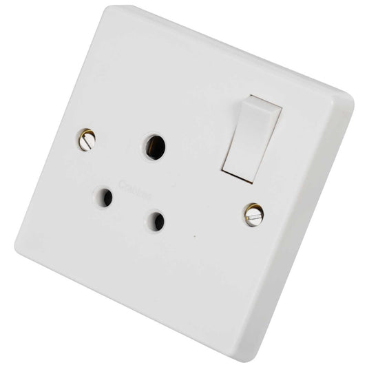Crabtree 5A 1 Gang Single Shuttered Switched Socket White