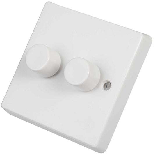 Crabtree 250W 2 Gang 2 Way Dimmer Switch White