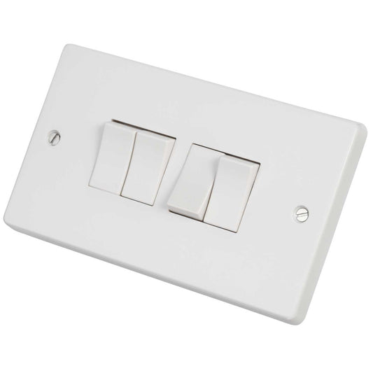 Crabtree 10A 4 Gang 2 Way Light Switch White