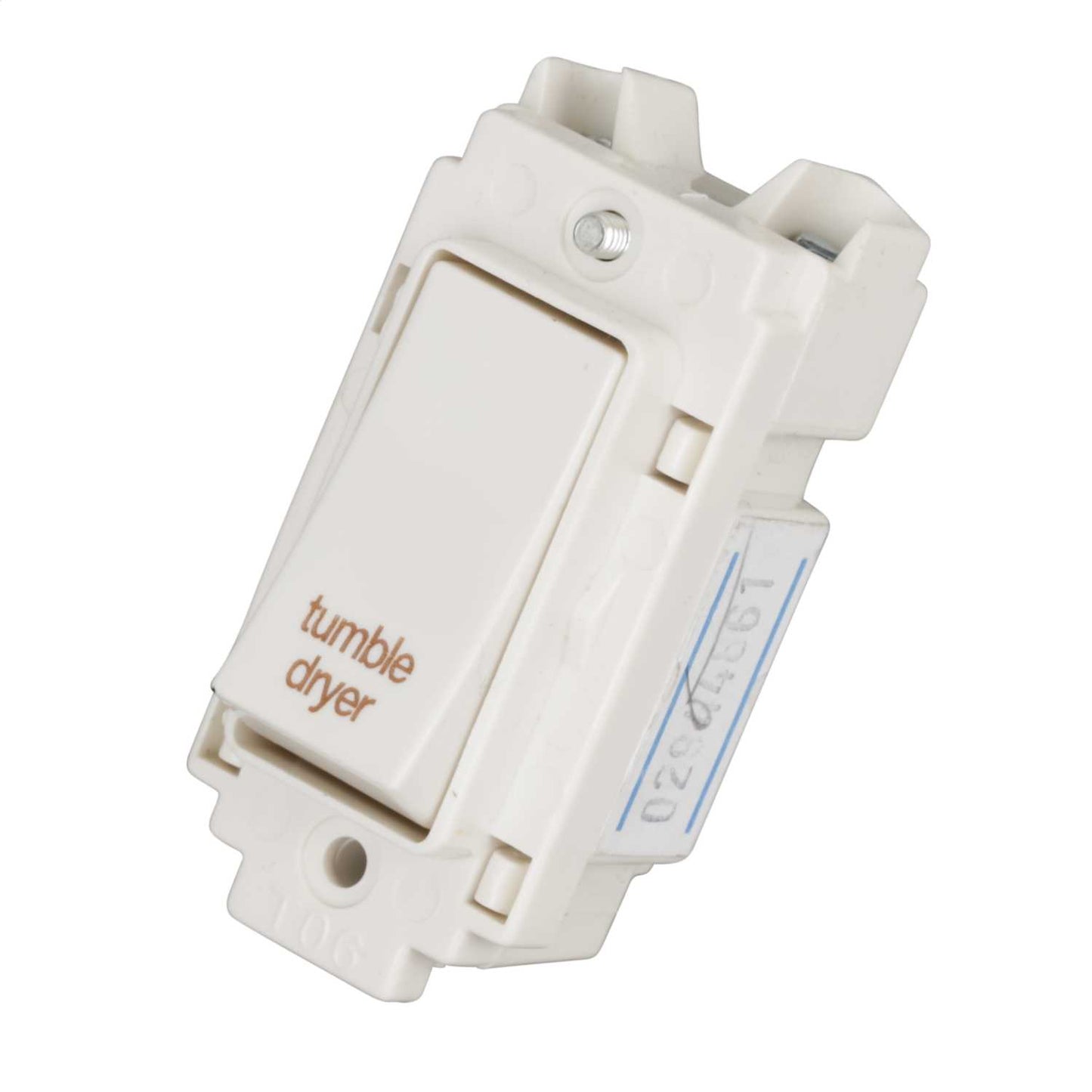 Crabtree 20A Double Pole Grid Switch marked Tumble Dryer
