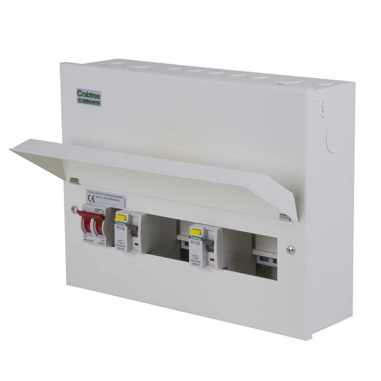 Crabtree Starbreaker 1 + 4 + 4 Dual 80A RCD High Integrity Metal Clad Consumer Unit
