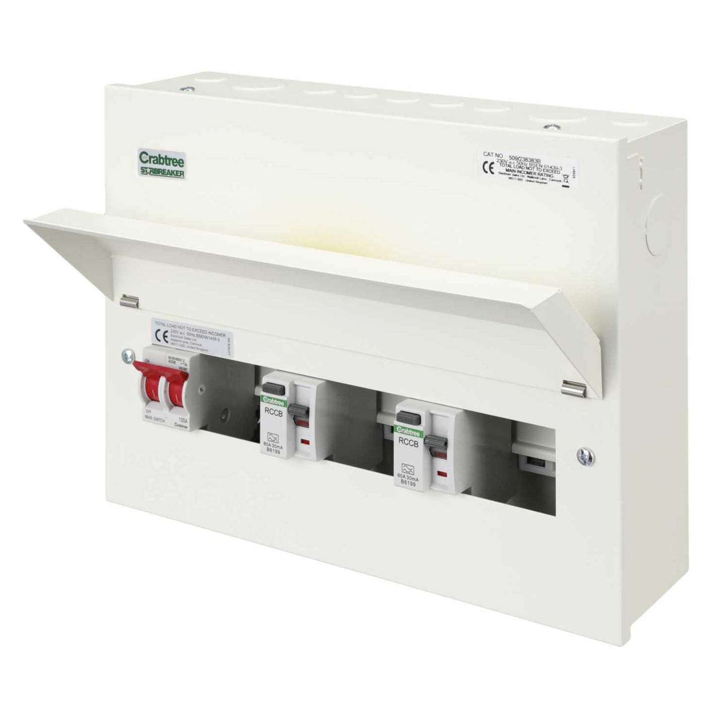 Crabtree Starbreaker 3+3+3 High Integrity Dual 80A Type A RCD Metal Clad Consumer Unit